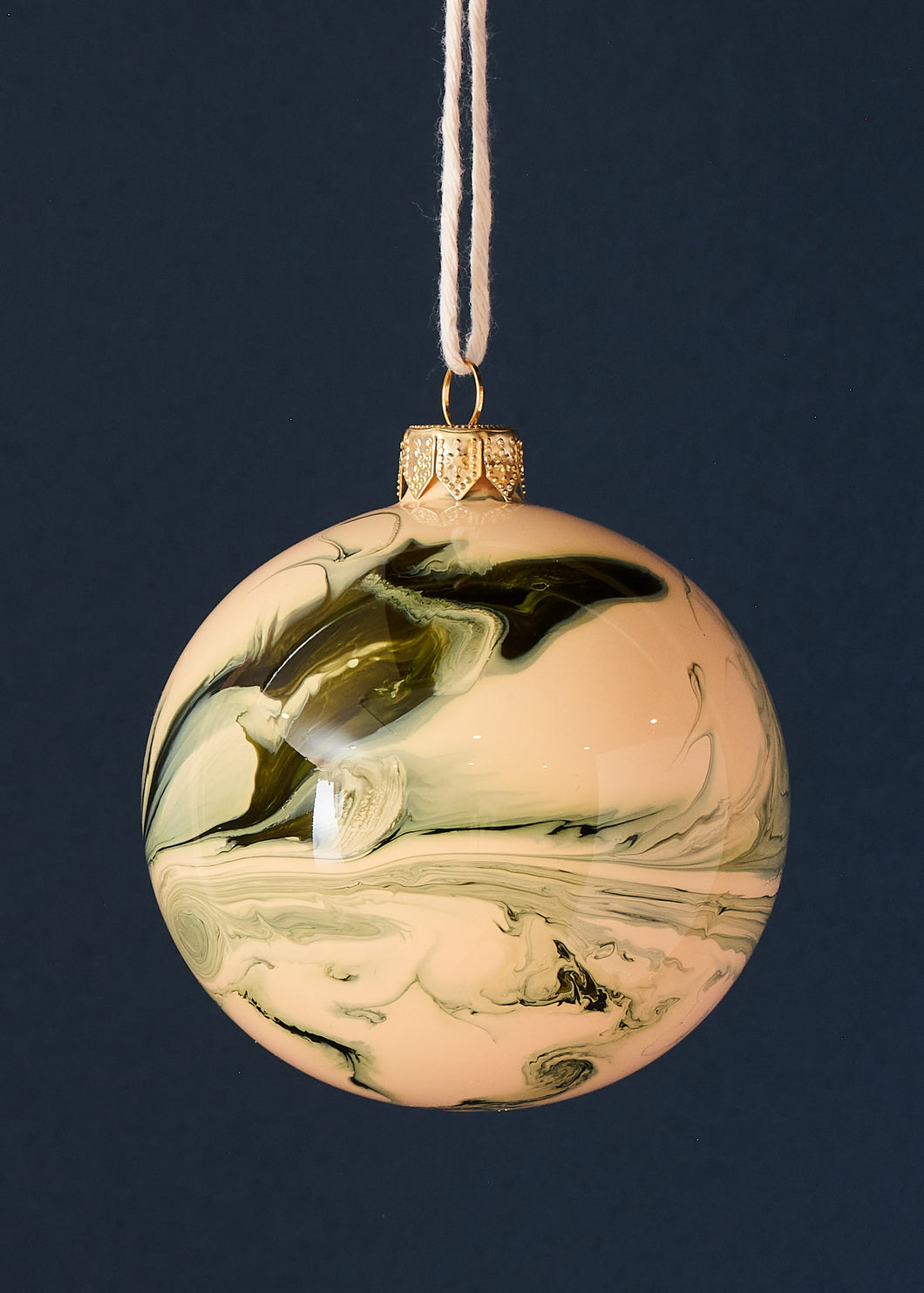 Pistachio Ripple Glass Bauble