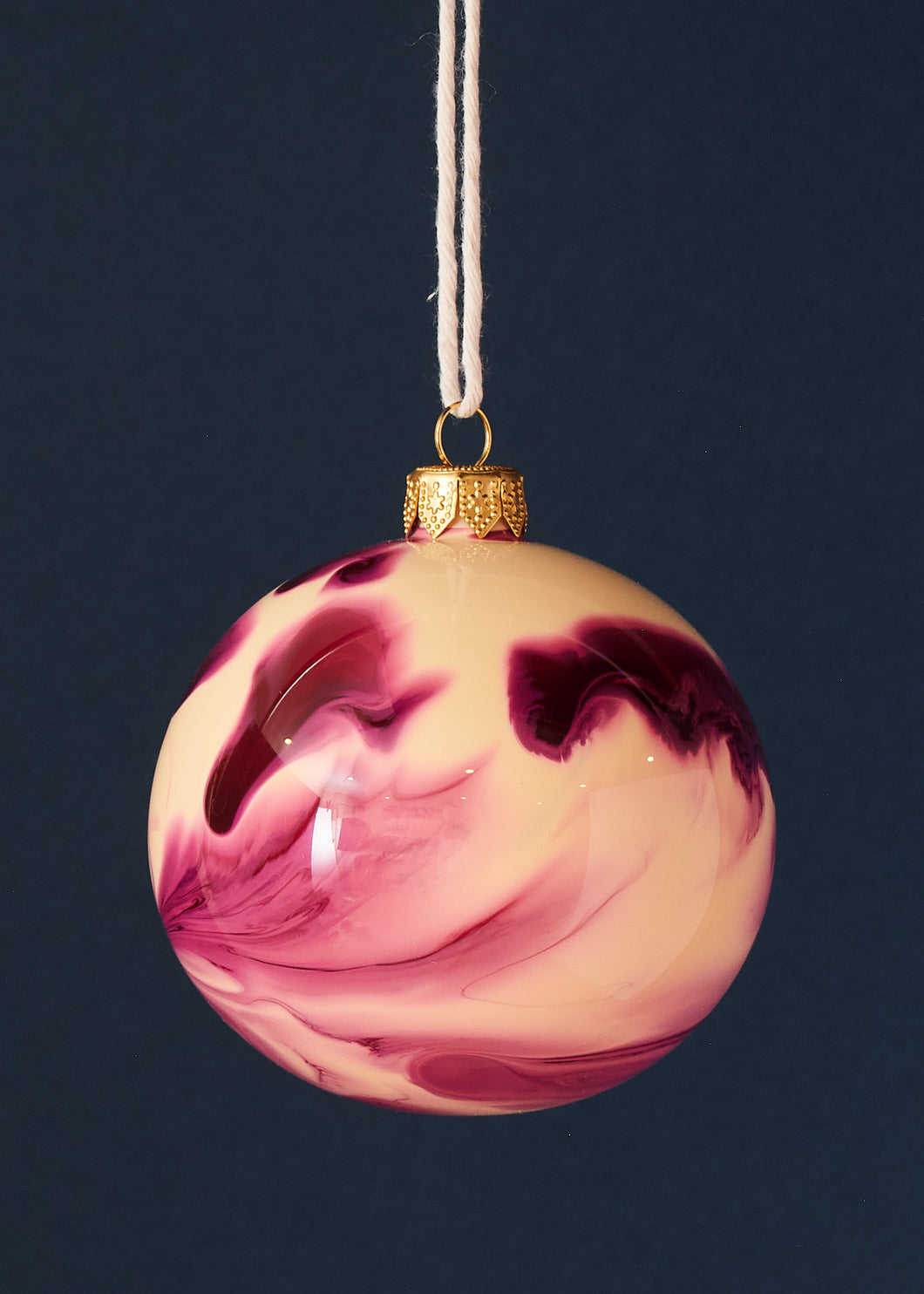 Raspberry Ripple Glass Bauble