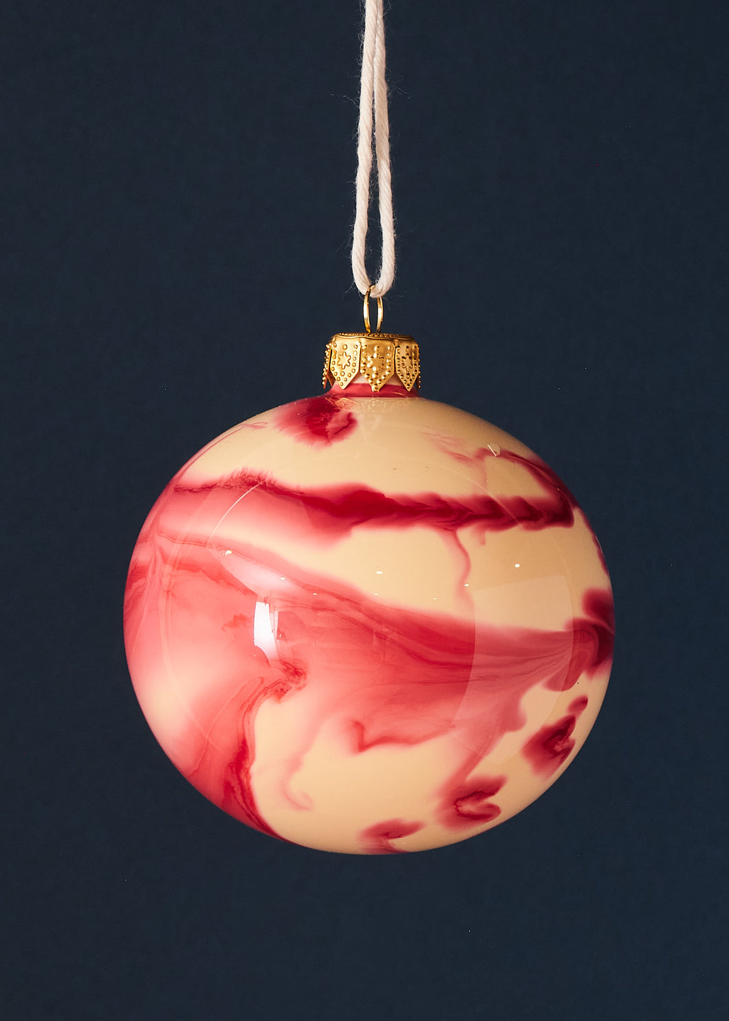 Cherry Ripple Glass Bauble