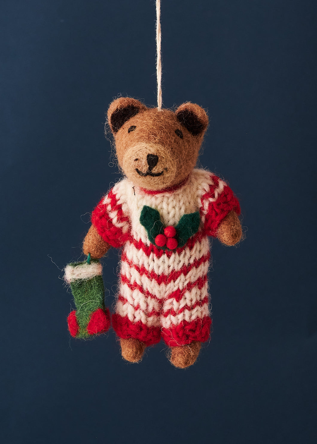 Felted Brown Bear in Onesie