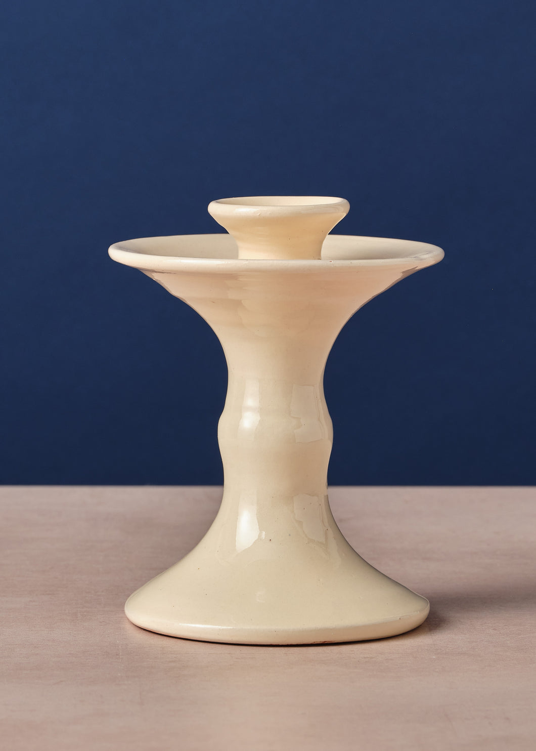 Medium Terracotta Candle Holder White